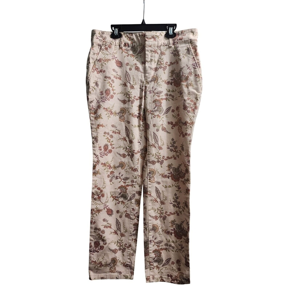 LOFT Girlfriend‎ Chino Floral Print Slim Hip Pants Size 10